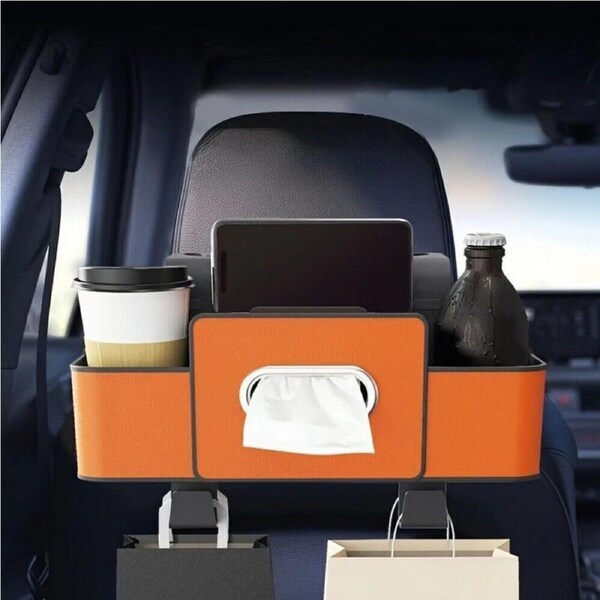 Orange Car Seat Back Multifunctional Storage Box Organizer Holder