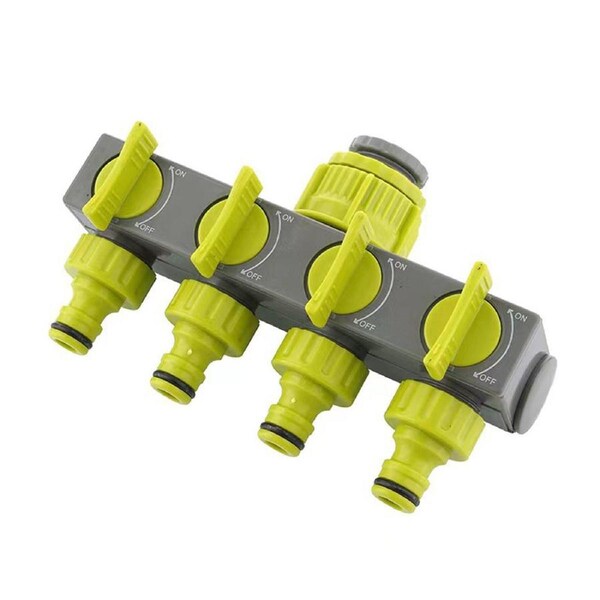 Garden Hose Splitter 4 Way Tap Connector With Valve for Lawn Irrigation System