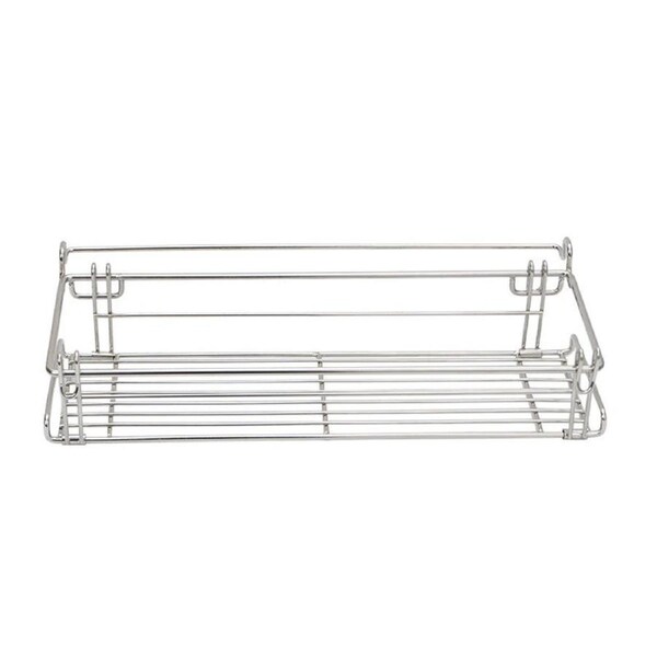 Folding Table Extension Rack Outdoor Camping Storage Shelf With Hanging Basket