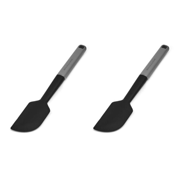 2PK KitchenAid Classic Nylon Scraper Spatula/Turner Utensil Charcoal Grey