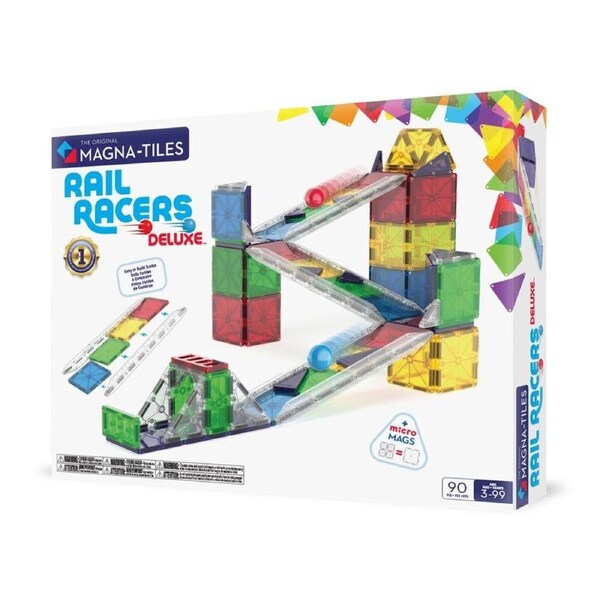 90pc Magna-Tiles Children's Deluxe Rail Racers Magnetic Building Set 3Y+