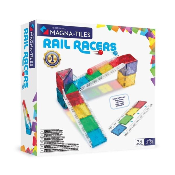 33pc Magna-Tiles Children's Rail Racers Magnetic Building Set 3Y+