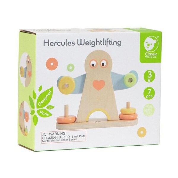7pc Classic World Wooden Hercules Weightlifting Children's Playset 3Y+