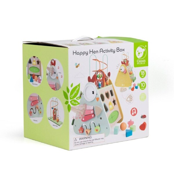 10pc Classic World Wooden Children's Happy Hen Activity Box 18M+