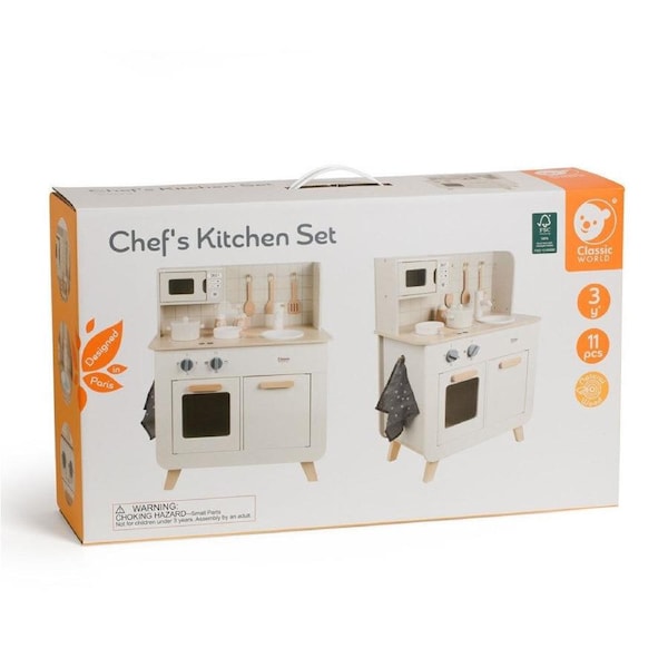 11pc Classic World Children's Pretend Play Chef's Kitchen Set 3Y+
