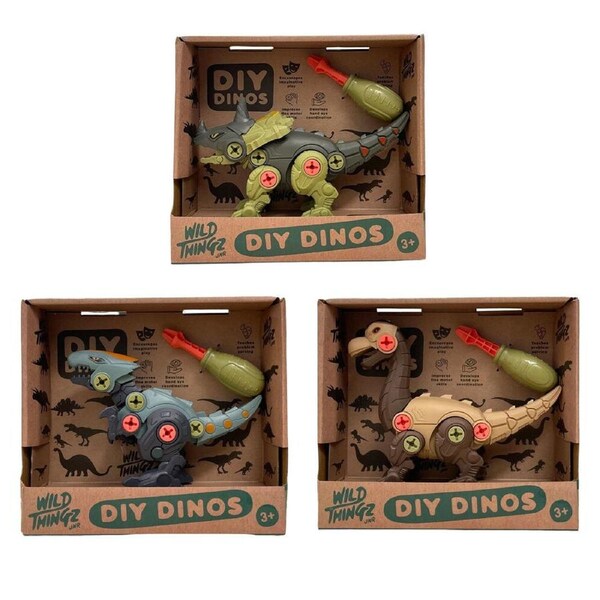 Johnco Wild Thingz DIY Dino Centrosaurus/Velociraptor/Brachiosaurus Playset 3Y+