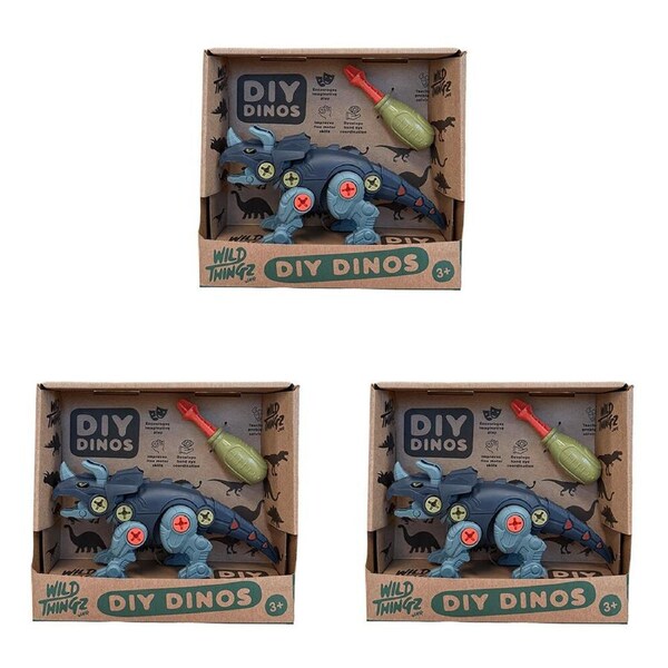 3PK Johnco Wild Thingz DIY Dino Triceratops Childrens Playset 3Y+
