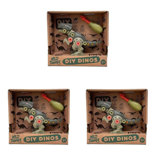 3PK Johnco Wild Thingz DIY Dinosaur T-Rex Children's Playset 3Y+