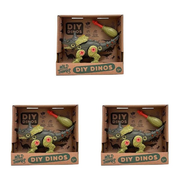 3PK Johnco Wild Thingz DIY Dino Centrosaurus Childrens Playset 3Y+
