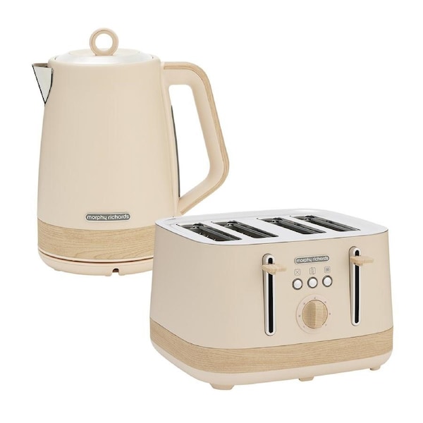 Morphy Richards Essence Scandi Kettle & Toaster Set with 1.7L Kettle 360 Swivel Base Deep Slots & Browning Control