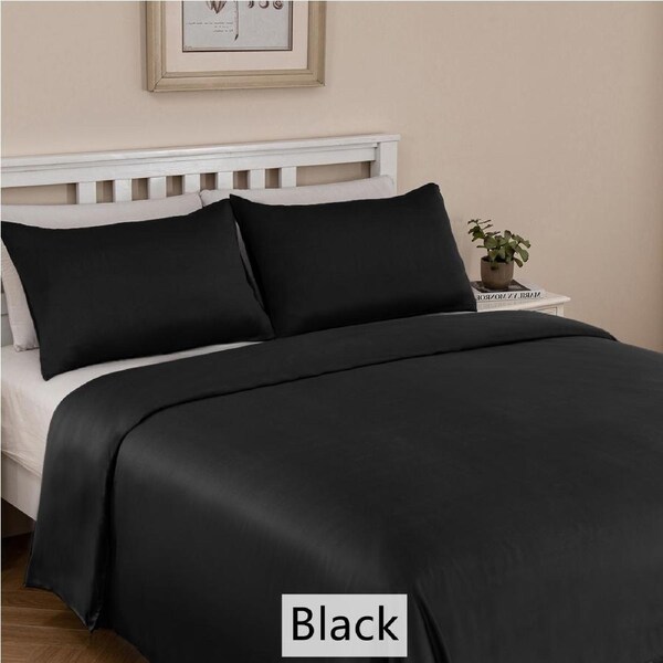 LINENOVA 100% Bamboo Quilt Cover Set All Seasons Luxury Soft Doona Cover Sets 5 size 8 colors Black / King