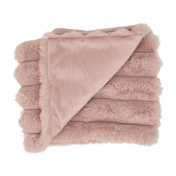 Annabel Trends Baby Blanket Throw Ribbed Faux Fur 100x80cm Dusty Pink