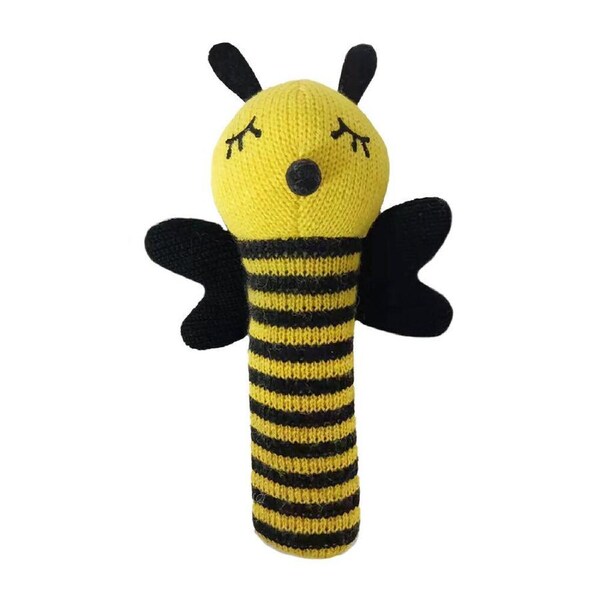 Annabel Trends Baby Hand Rattle Knit Sensory Play Toy 18.5cm Bumble Bee
