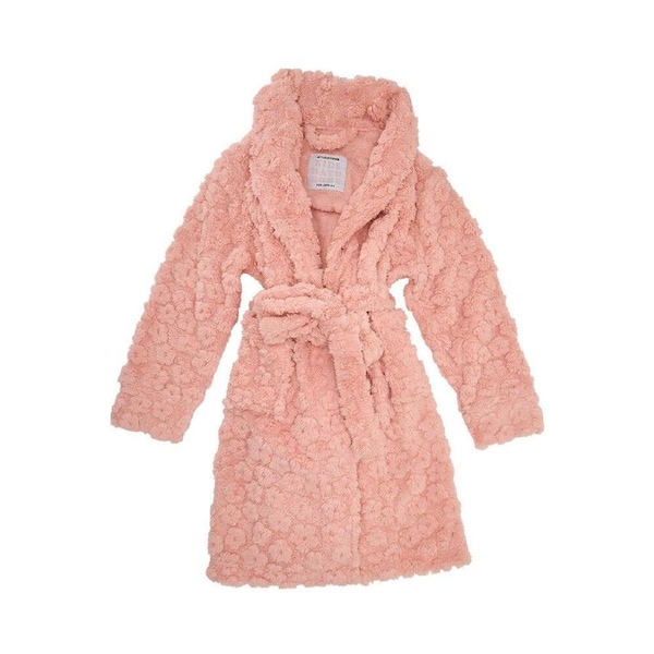 Annabel Trends Kids Bath Robe Embossed Flower Polyester One Size Pink