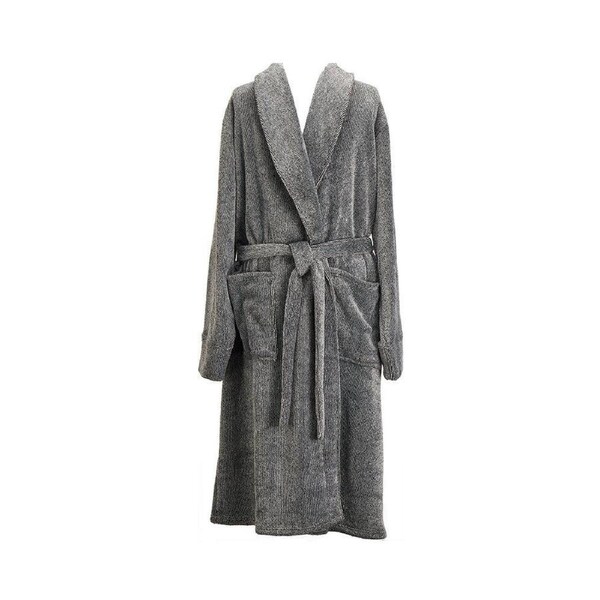 Annabel Trends Men's Bath Robe Loungewear Polyester One Size Black Marle