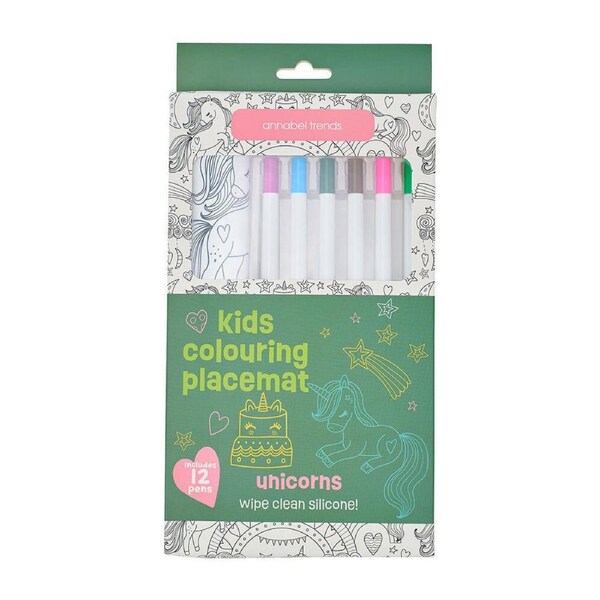 Annabel Trends Silicone Mat w/ Colouring Pens Kids Art 37.5cm Unicorn