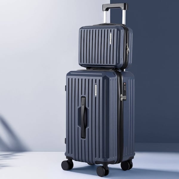 Wanderlite 2pcs Trunk Luggage Suitcase Travel Carry On TSA Lock 12" 20" Navy