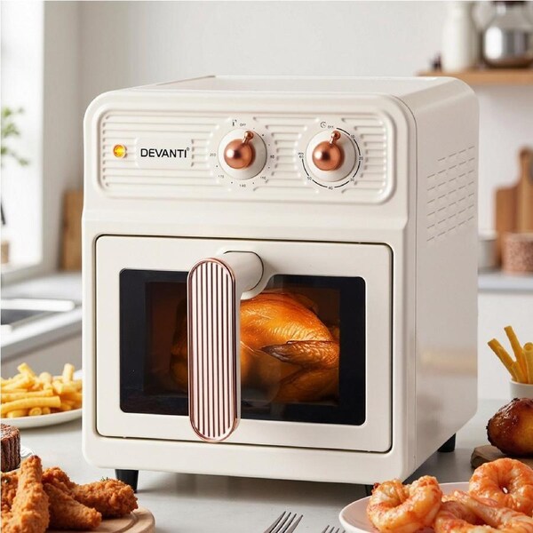 Devanti 6L Air Fryer Knob Control 1700W Cream
