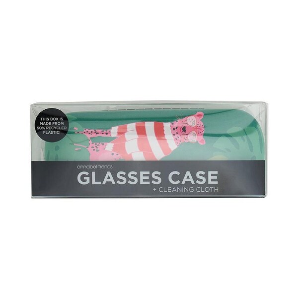 Annabel Trends Glasses & Cleaning Cloth w/ Case Combo 15x6cm Clever Cheetah
