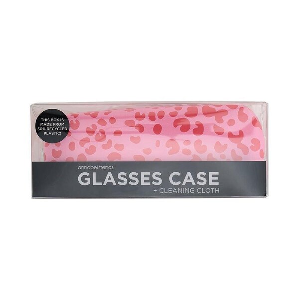 Annabel Trends Glasses & Cleaning Cloth w/ Case Combo 15x6cm Cheetah Spot