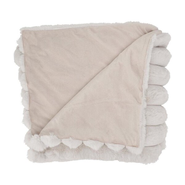 Annabel Trends Ribbed Fur Blanket Throw Home Bedding 130x160cm Dove Grey