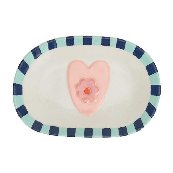 Annabel Trends Ceramic Heartfelt Snack Side Plate Dinnerware 16x11cm
