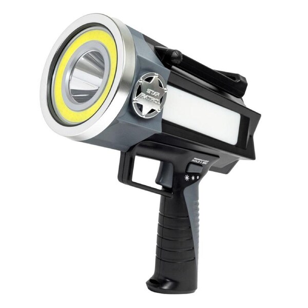 Star Patrol Platinum With Built-In Power Bank Mega-Bright Rechargeable Spotlight 10 Modes, Turbo Boost Up to 100%, Built-in Kickstand