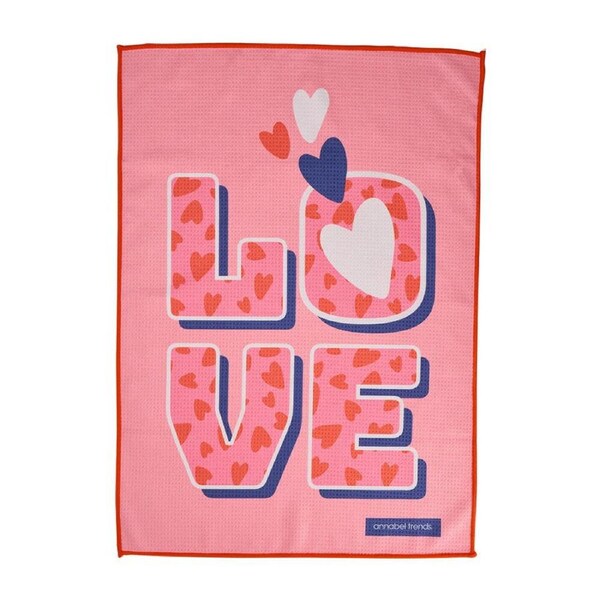 Annabel Trends Waffle Microfibre Tea Towel Rectangular 50x70cm Love