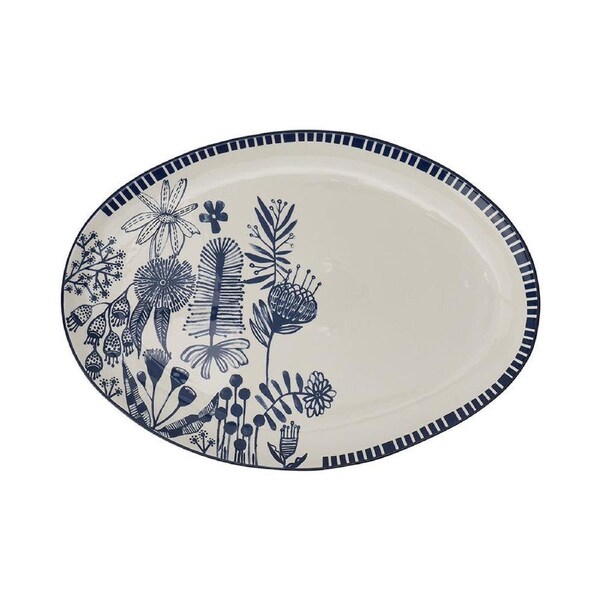 Annabel Trends Ceramic Food Serving Platter Dish 35.5cm Navy Natives
