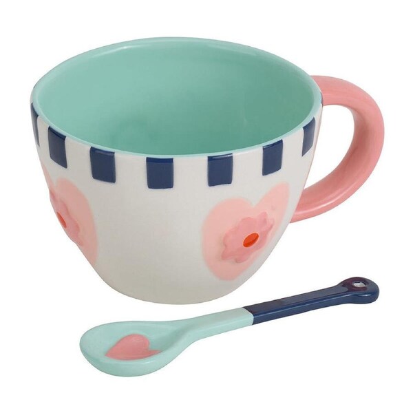 Annabel Trends Ceramic Cup of Love Drink Coffee Mug & Spoon Set 400ml