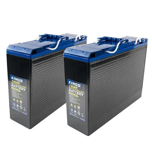 2x Adventure Kings 120Ah Slim AGM Deep Cycle Battery Portable Camping Solar