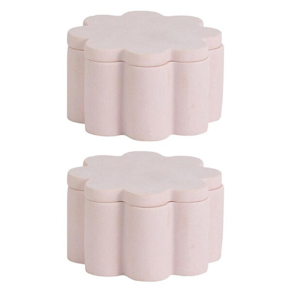 2PK Annabel Trends Marble Trinket Storage Box Jewellery Organiser 12x7cm Pnk