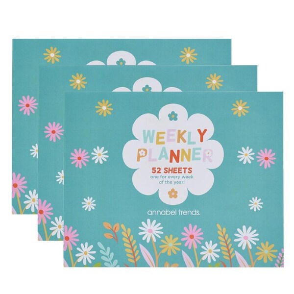 3PK Annabel Trends Weekly Planner Pad Writing School Staionery 25cm Daisy