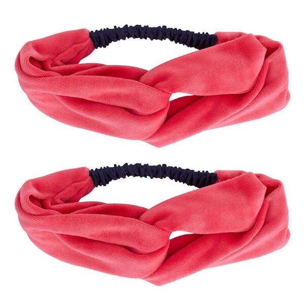 2PK Annabel Trends Women's Velvet Headband Cosy Luxe One Size Pink Crush