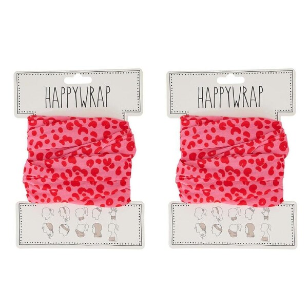 2PK Annabel Trends Happywrap Headband Head Accessory One Size Cheetah Spot Pink