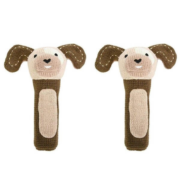 2PK Annabel Trends Baby Hand Rattle Knit Sensory Play Toy 18.5cm Puppy