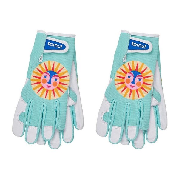 2PK Annabel Trends Sprout Goatskin Leather Garden Gloves One Size Fiesta Sun