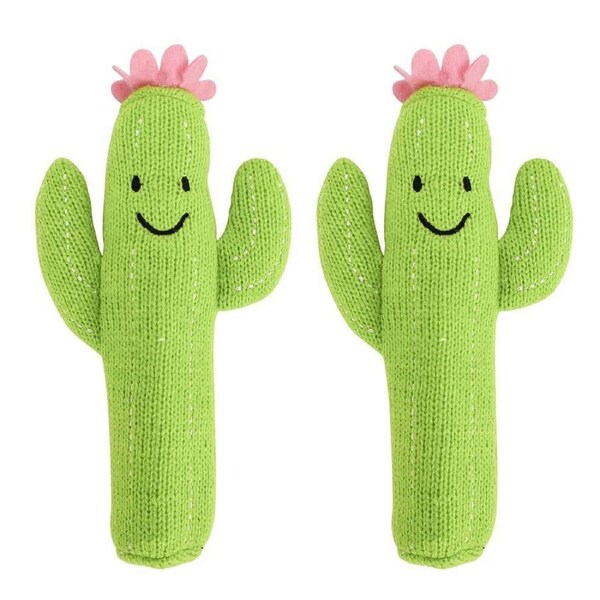 2PK Annabel Trends Baby Hand Rattle Knit Sensory Play Toy 18.5cm Cactus