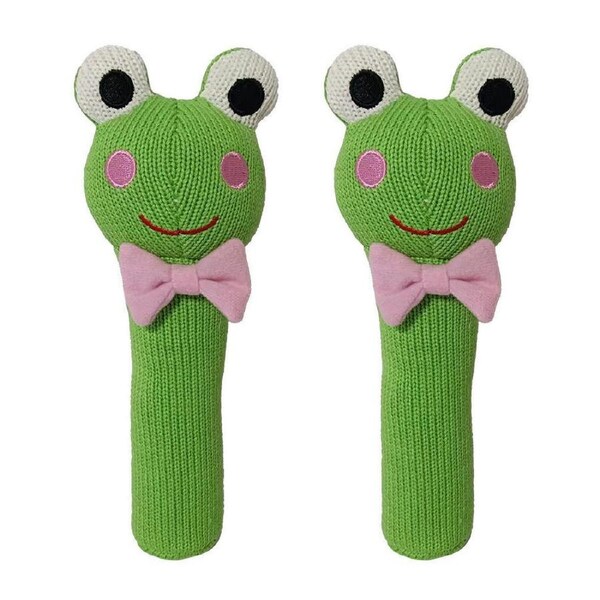 2PK Annabel Trends Baby Hand Rattle Knit Sensory Play Toy 18.5cm Frog