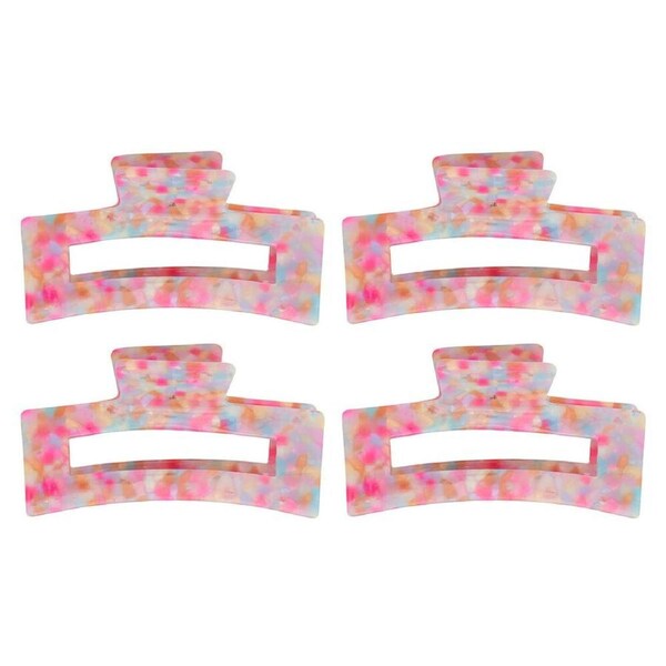 4PK Annabel Trends Women's Tamed Hair Claw Clip 8.5 cm Unicorn Confetti