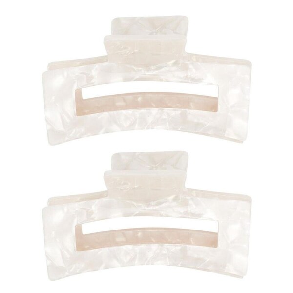 2PK Annabel Trends Women's Tamed Hair Claw Clip Accessory 8.5 cm Pearl