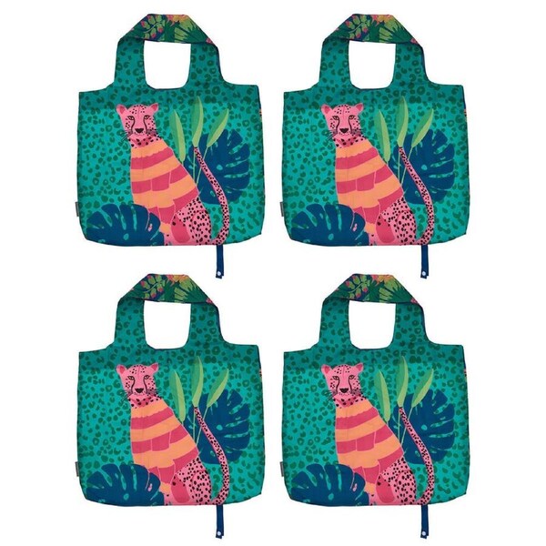 4PK Annabel Trends Reusable Shopping Tote Grocery Bag 50x42cm Cheetah