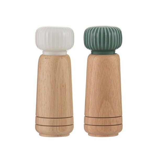Ladelle Miller Wood Manual Salt & Pepper Grinders Durable Spice Mills Sage