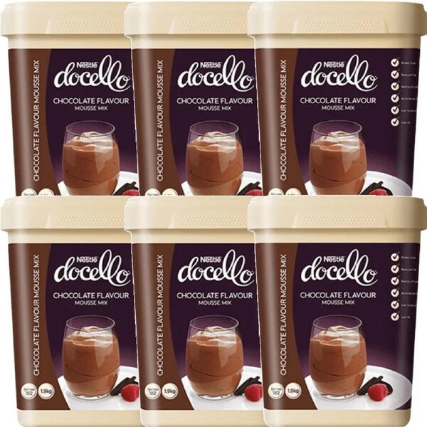 Nestle Docello Mousse Mix Chocolate Flavour 1.9kg Tub 6 Pack Bulk