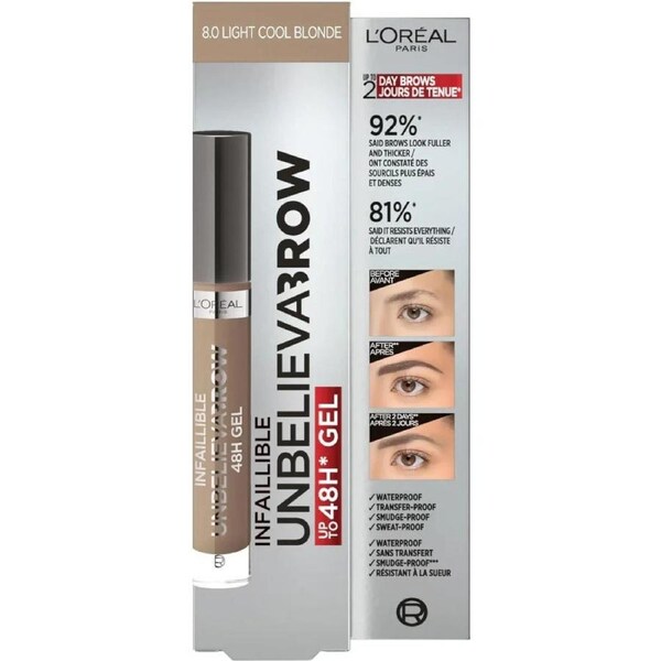 L'Oreal Paris Infallible Brows 48H Unbelievabrow Gel - 8.0 Light Cool Blonde
