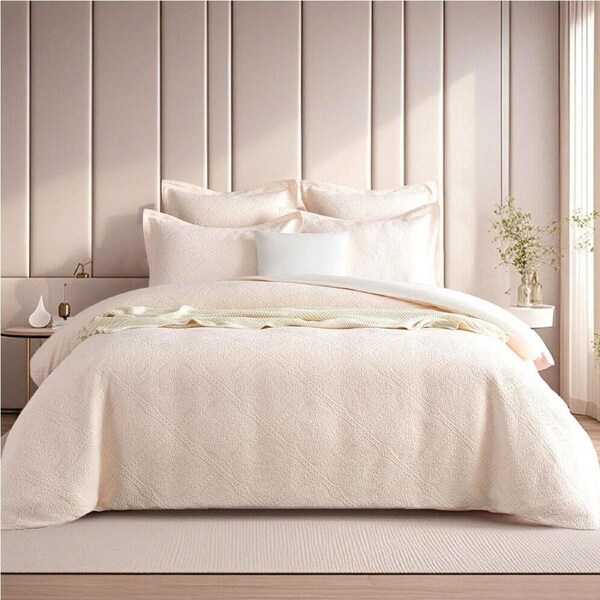 Renee Taylor Bella Jacquard European Square Pillowcase 65x65cm Blush