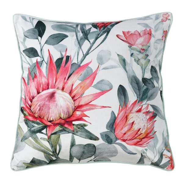 Bianca Wellingrove Square Velvet Cushion Pillow 43x43cm White Floral