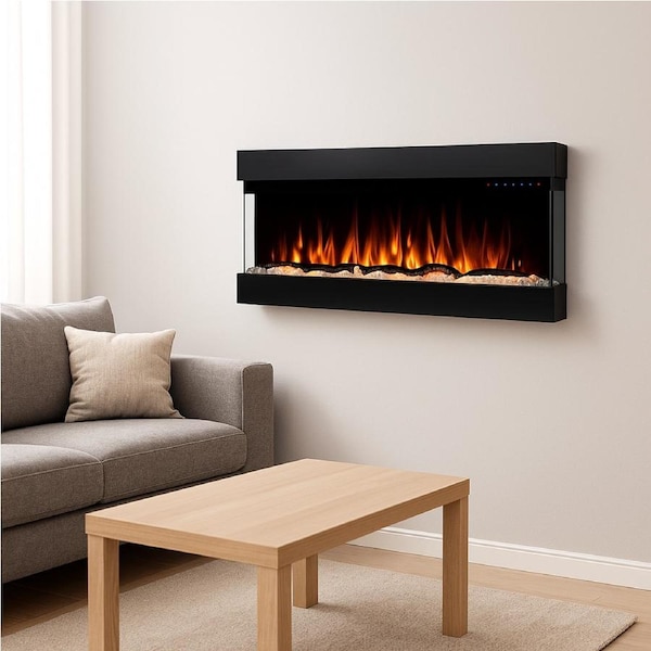 Lucia 43" 3-Sided Wall Mounted and Recessed/ Insert Electric Fireplace Heater