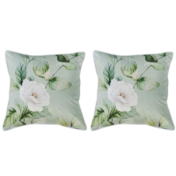 2PK Bianca Salisbury Square Velvet Cushion Pillow 43x43cm Sage Green