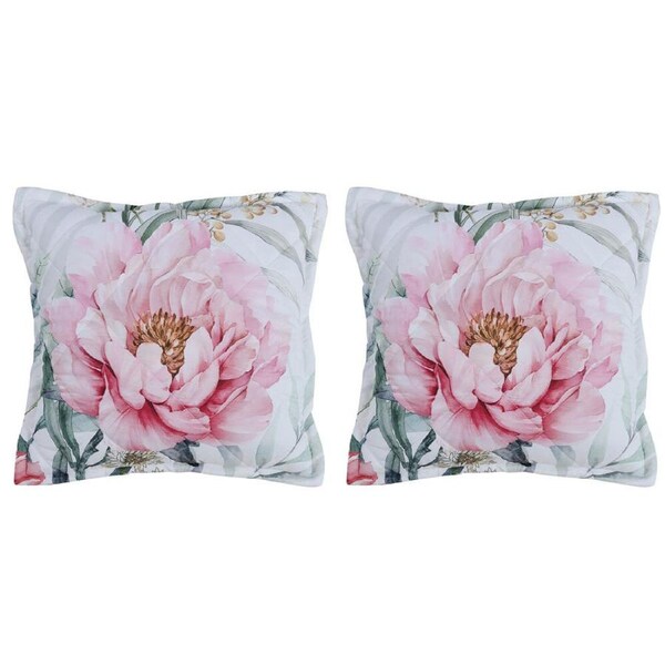 2PK Bianca Coleraine Square Poly Cushion Pillow 43x43cm White Floral
